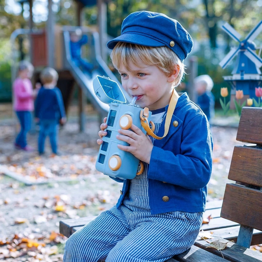Kinder Drinkfles In Busdesign Met Rietje En Verstelbare Draagband
