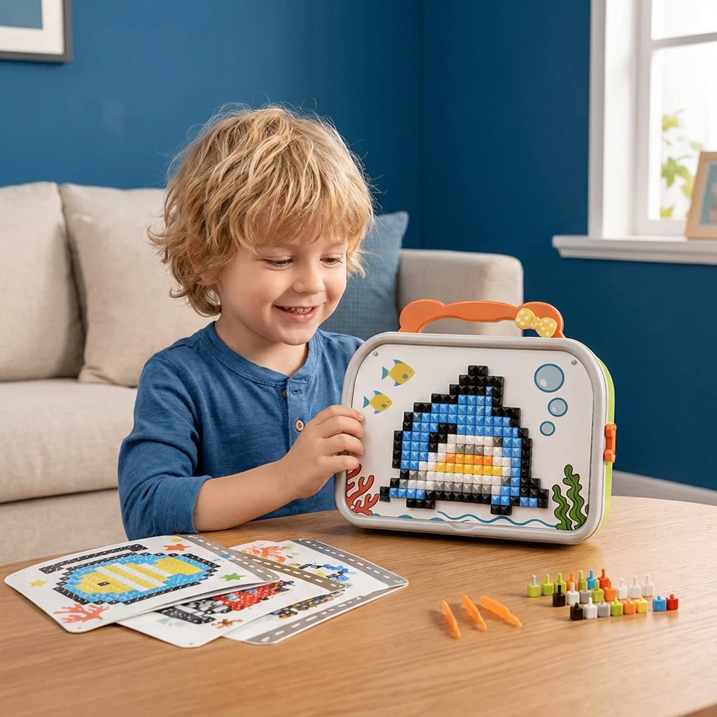 Montessori Mozaïekpuzzelset Voor Kinderen Met Paddenstoelen En Steekknoppen