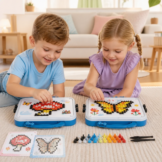Montessori Mozaïekpuzzelset Voor Kinderen Met Paddenstoelen En Steekknoppen