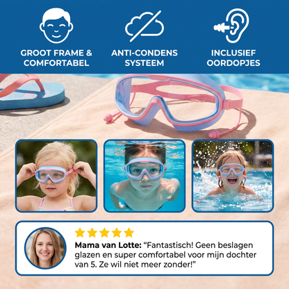 Kindvriendelijke Zwembril met Groot Frame & Anti-condens Systeem
