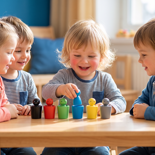 Montessori Kleursorteerbekers Leerzaam Houten Spel