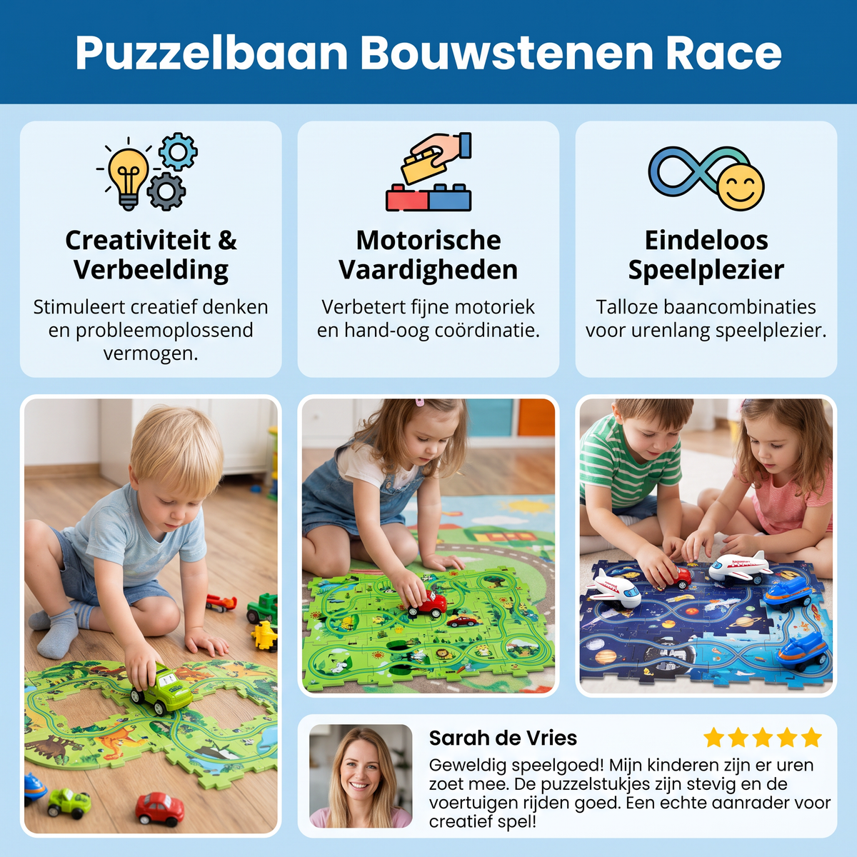 Puzzelbaan Bouwstenen Race