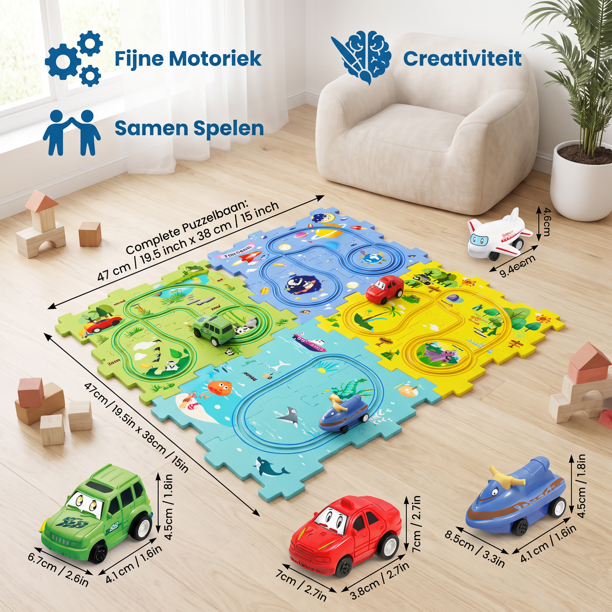 Puzzelbaan Bouwstenen Race