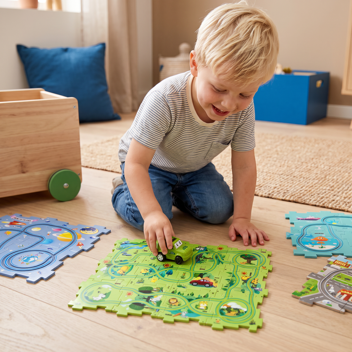 Puzzelbaan Bouwstenen Race