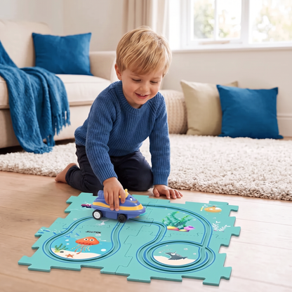 Puzzelbaan Bouwstenen Race