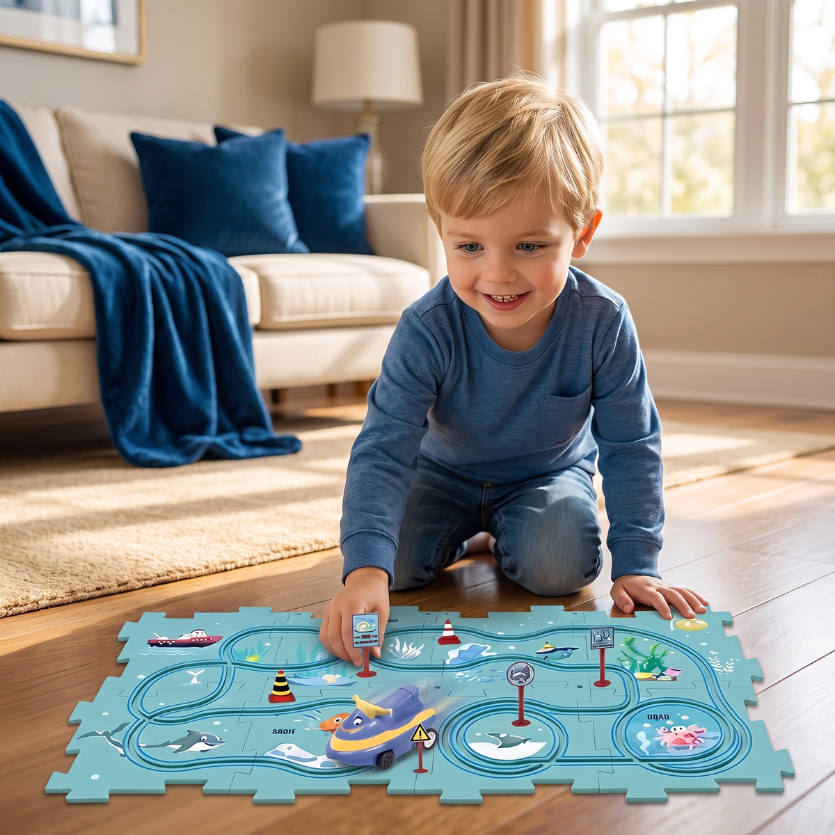 Puzzelbaan Bouwstenen Race