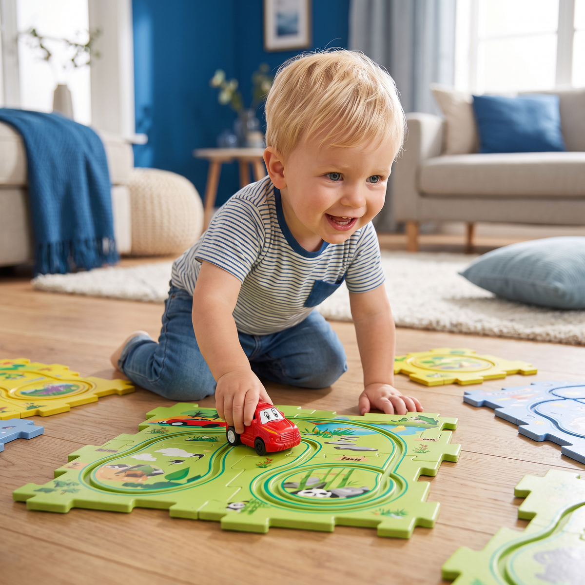 Puzzelbaan Bouwstenen Race