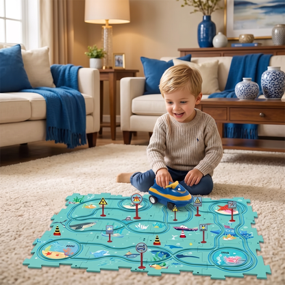 Puzzelbaan Bouwstenen Race