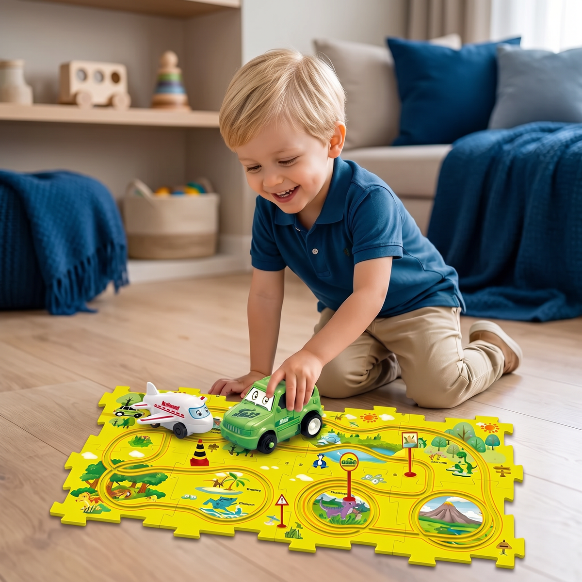 Puzzelbaan Bouwstenen Race