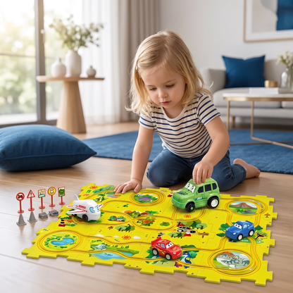 Puzzelbaan Bouwstenen Race