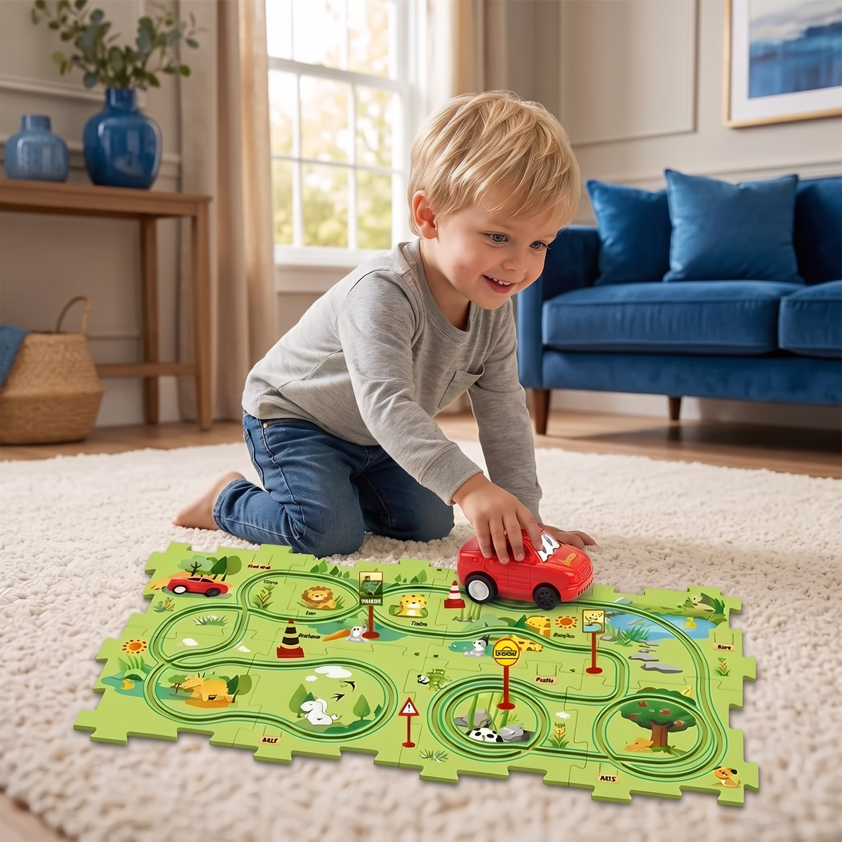 Puzzelbaan Bouwstenen Race