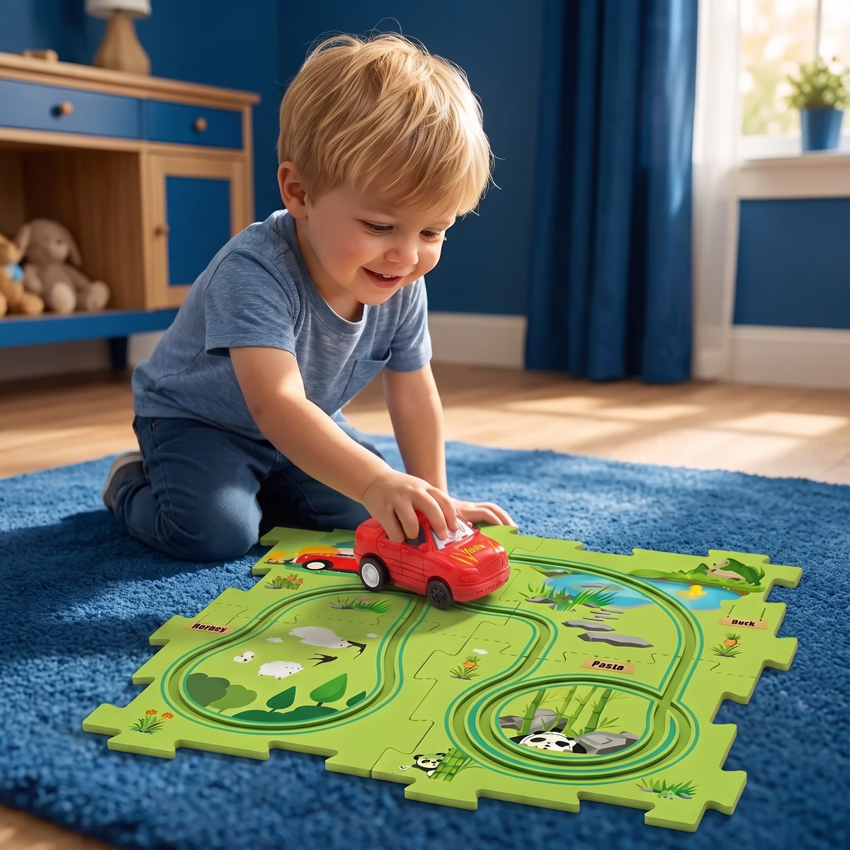 Puzzelbaan Bouwstenen Race
