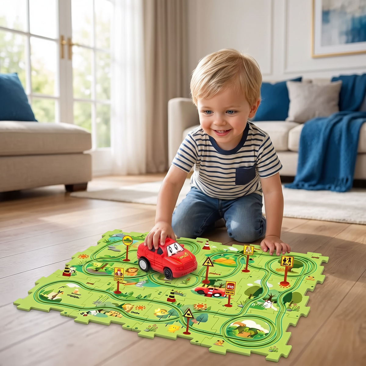 Puzzelbaan Bouwstenen Race