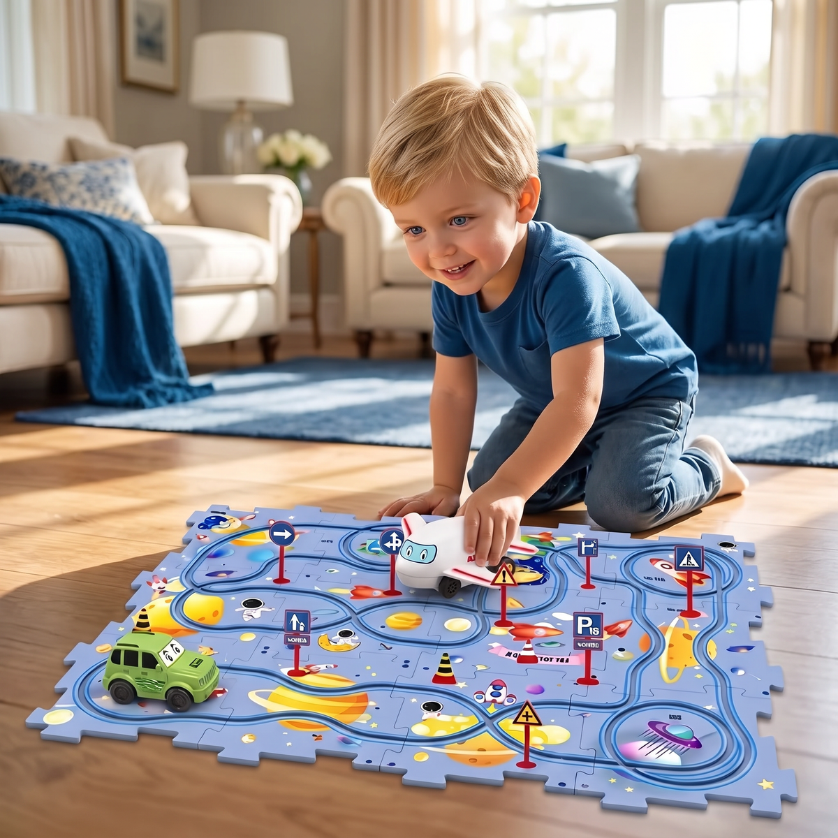 Puzzelbaan Bouwstenen Race