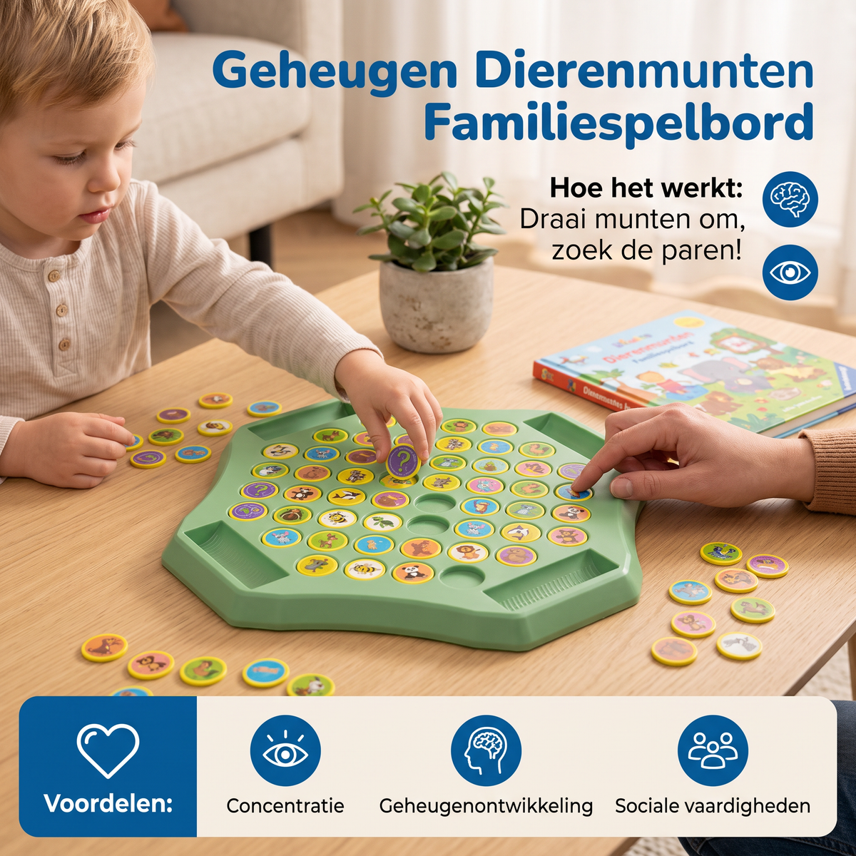 Geheugen Dierenmunten Familiespelbord