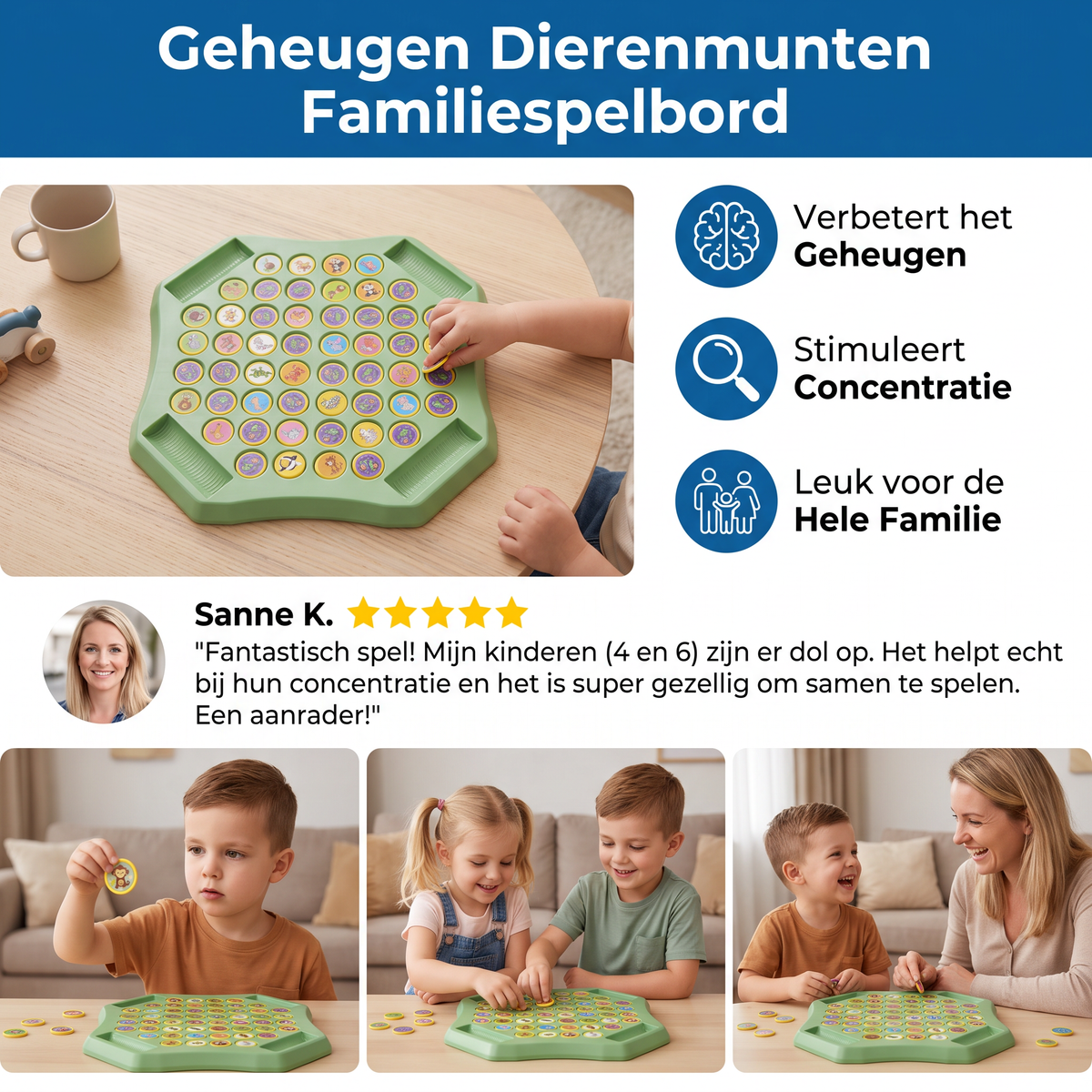Geheugen Dierenmunten Familiespelbord