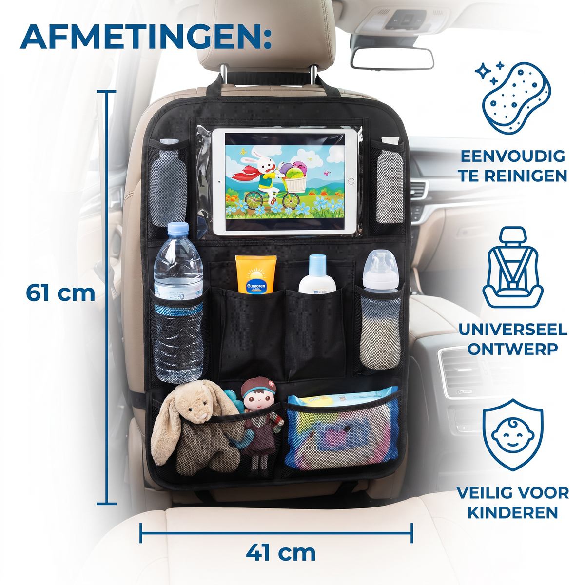 Auto Stoelbeschermer en Organizer Voor Kinderen