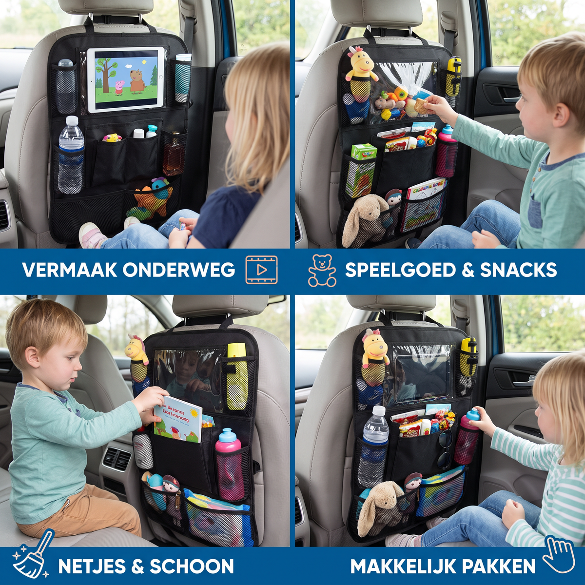Auto Stoelbeschermer en Organizer Voor Kinderen