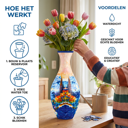 Edel 3D Puzzel Vaas - Geschikt Voor Echte Bloemen