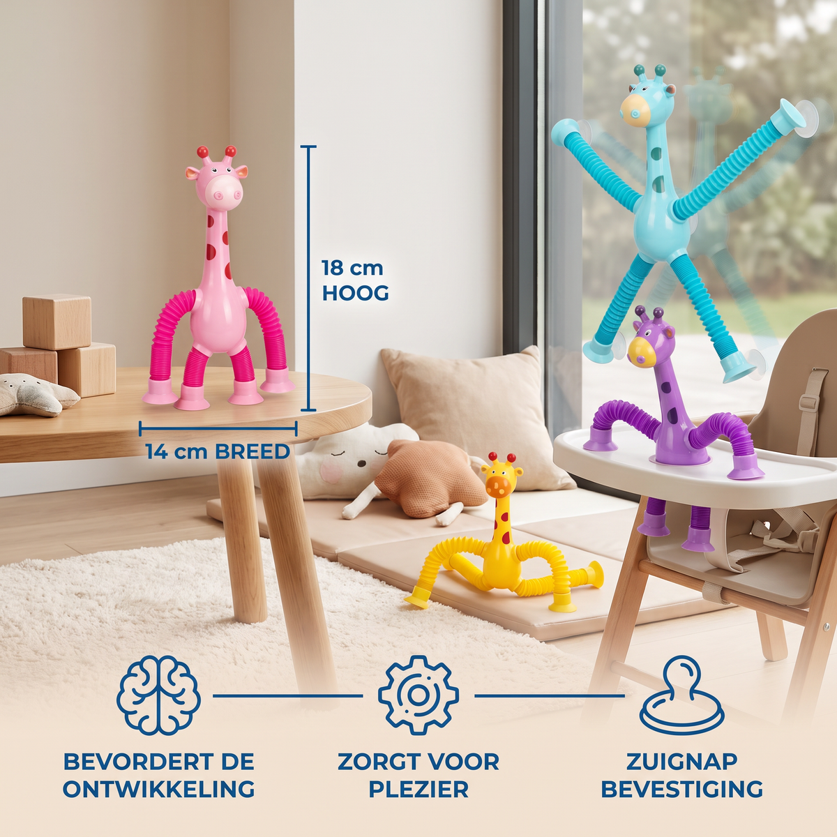 Sensorische Zuignap Giraffe Baby Speelgoed