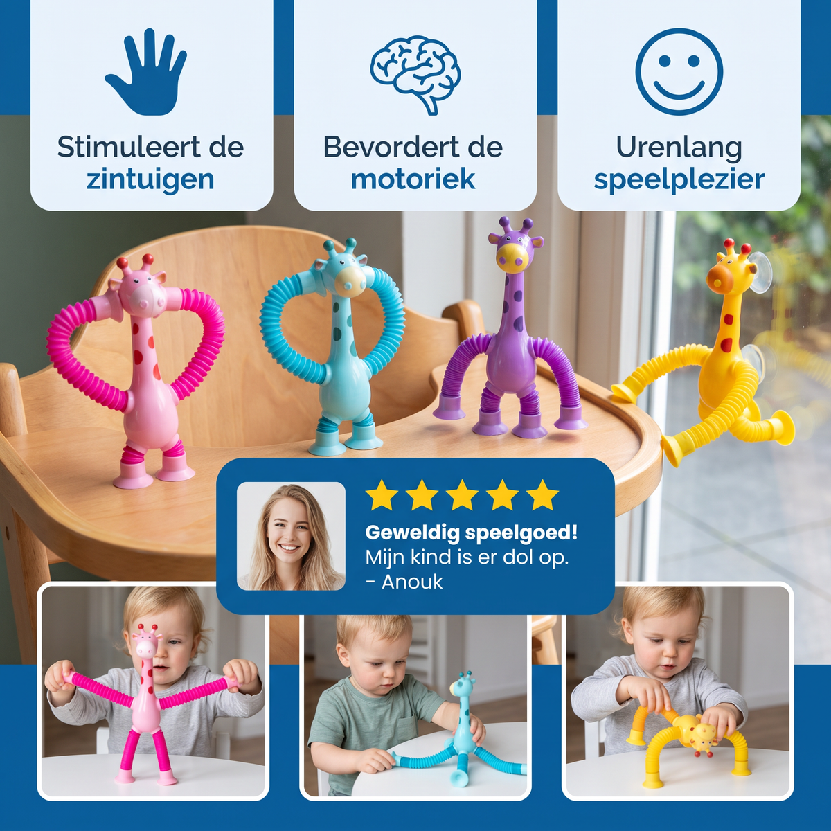 Sensorische Zuignap Giraffe Baby Speelgoed
