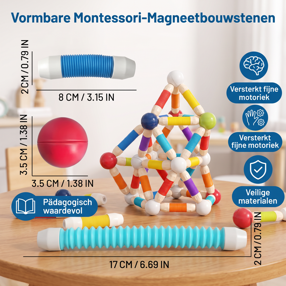 Vormbare Montessori-Magneetbouwstenen