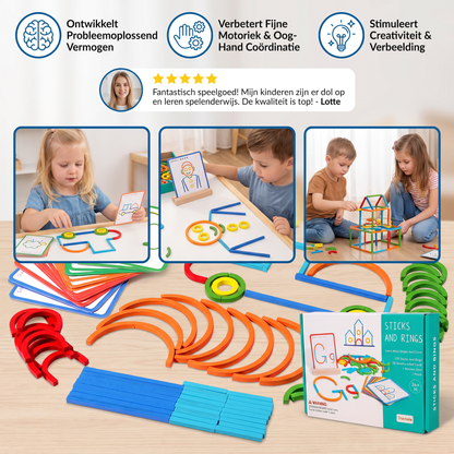 Educatieve Montessori-stokjes- En Ringenpuzzelbouwstenen