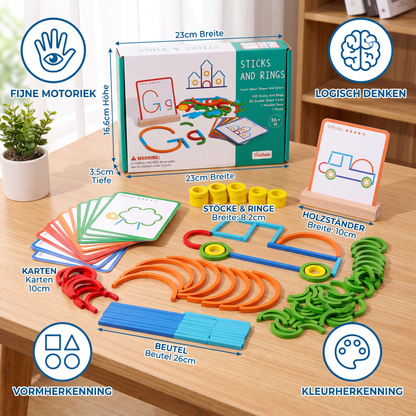Educatieve Montessori-stokjes- En Ringenpuzzelbouwstenen