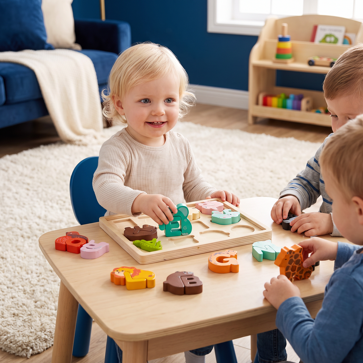 Houten Dierenalfabetpuzzel – A-Z-Leerspeelgoed Voor Kinderen