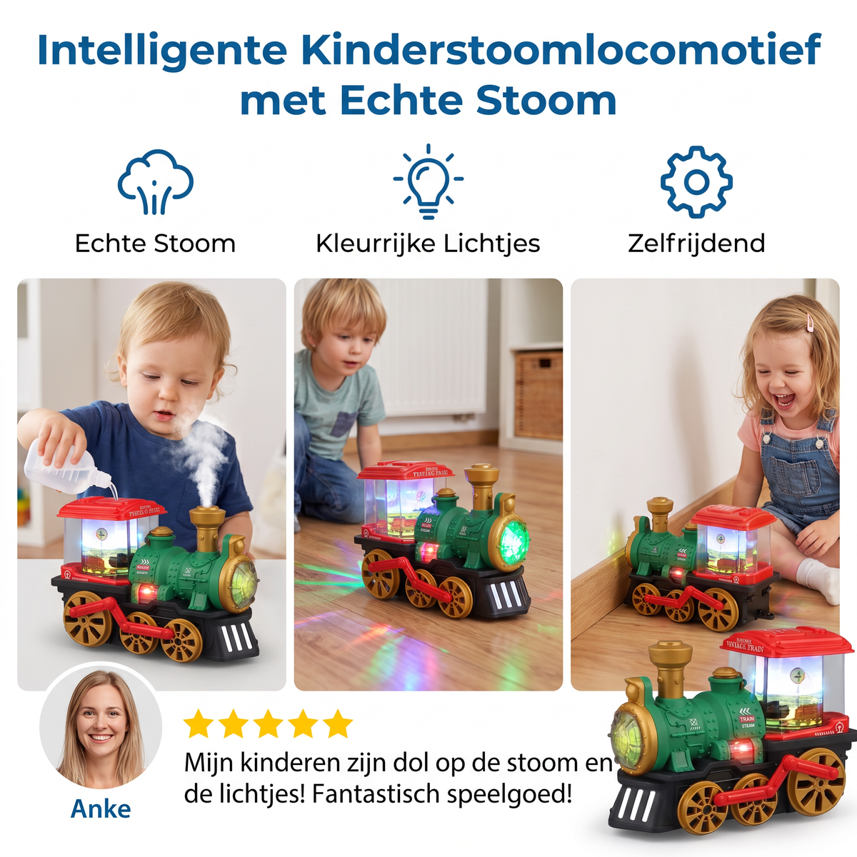 Intelligente Kinderstoomlocomotief met Echte Stoom