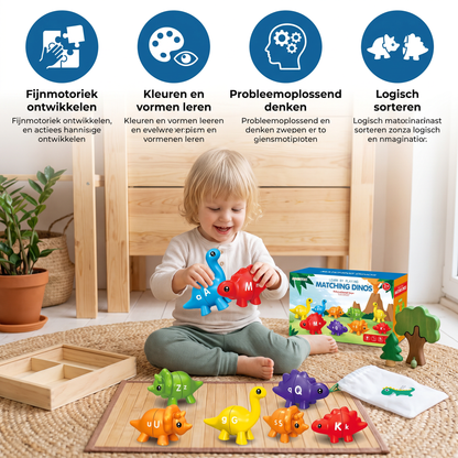 Educatieve Montessori-Kleurendinosaurussen Sorteerspel