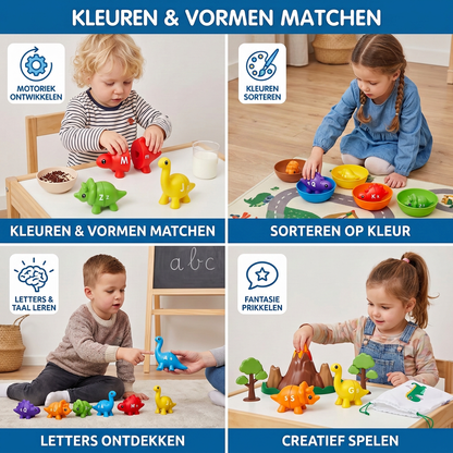 Educatieve Montessori-Kleurendinosaurussen Sorteerspel