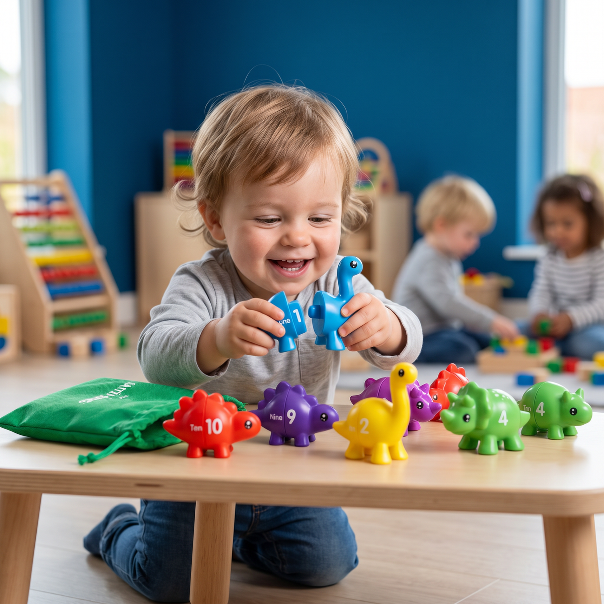 Educatieve Montessori-Kleurendinosaurussen Sorteerspel