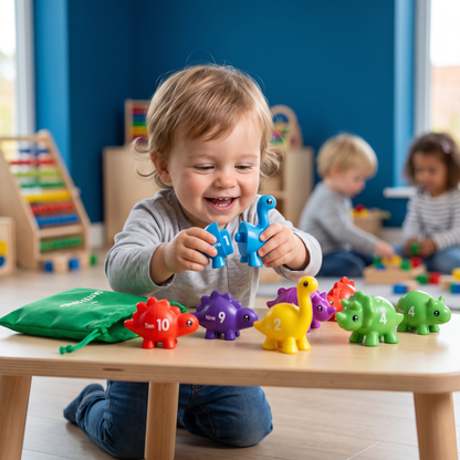 Educatieve Montessori-Kleurendinosaurussen Sorteerspel