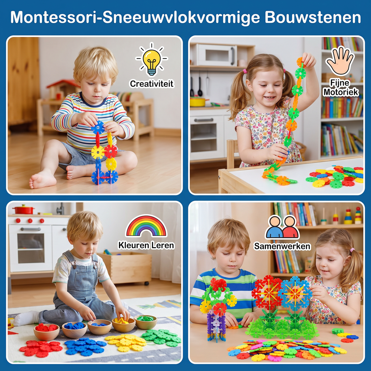 Montessori-Sneeuwvlokvormige Bouwstenen