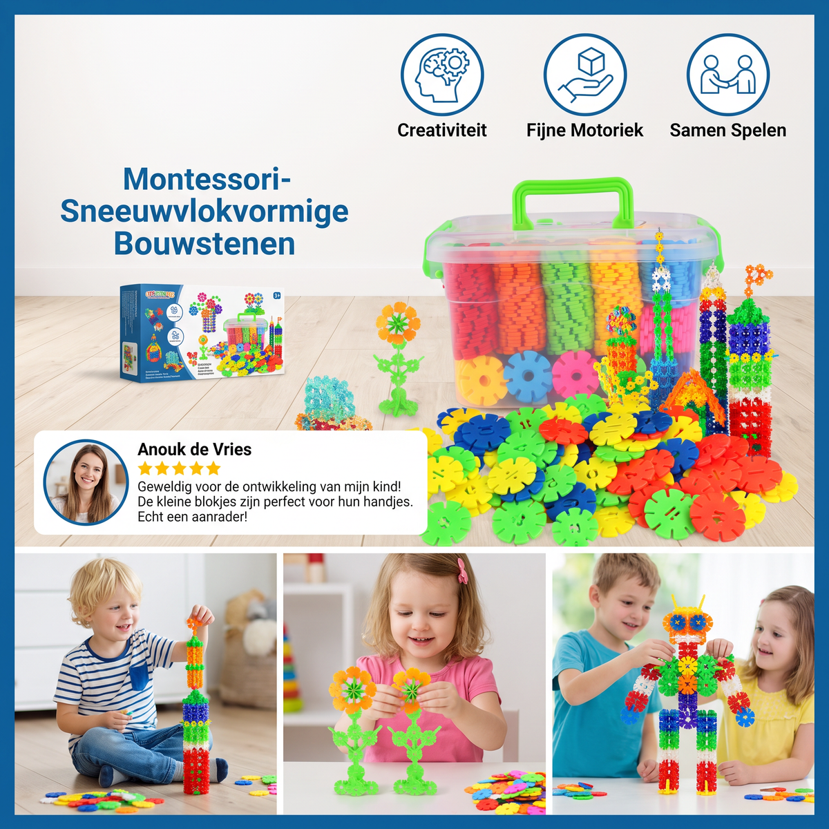 Montessori-Sneeuwvlokvormige Bouwstenen