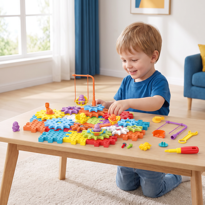Montessori 3D Tandwielen- en Puzzelsteentjes