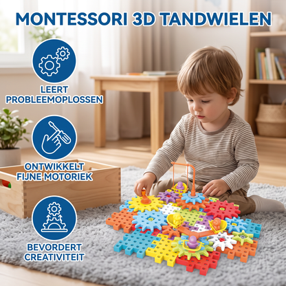 Montessori 3D Tandwielen- en Puzzelsteentjes