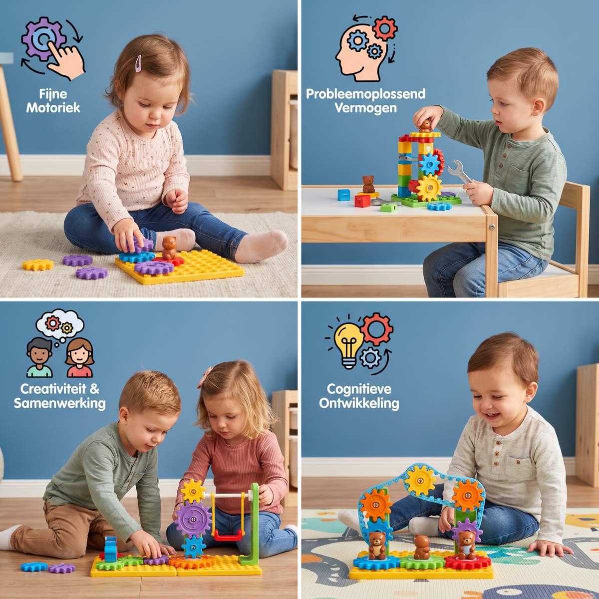 Montessori 3D Tandwielen- en Puzzelsteentjes