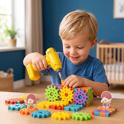 Montessori 3D Tandwielen- en Puzzelsteentjes