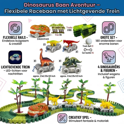 Dinosaurusbaan Avontuur – Flexibele Racebaan met Lichtgevende Trein
