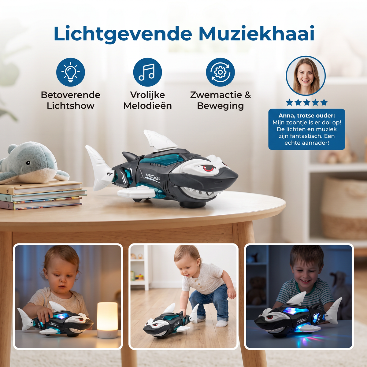 Lichtgevende Muziekhaai – Kinderspeelgoed