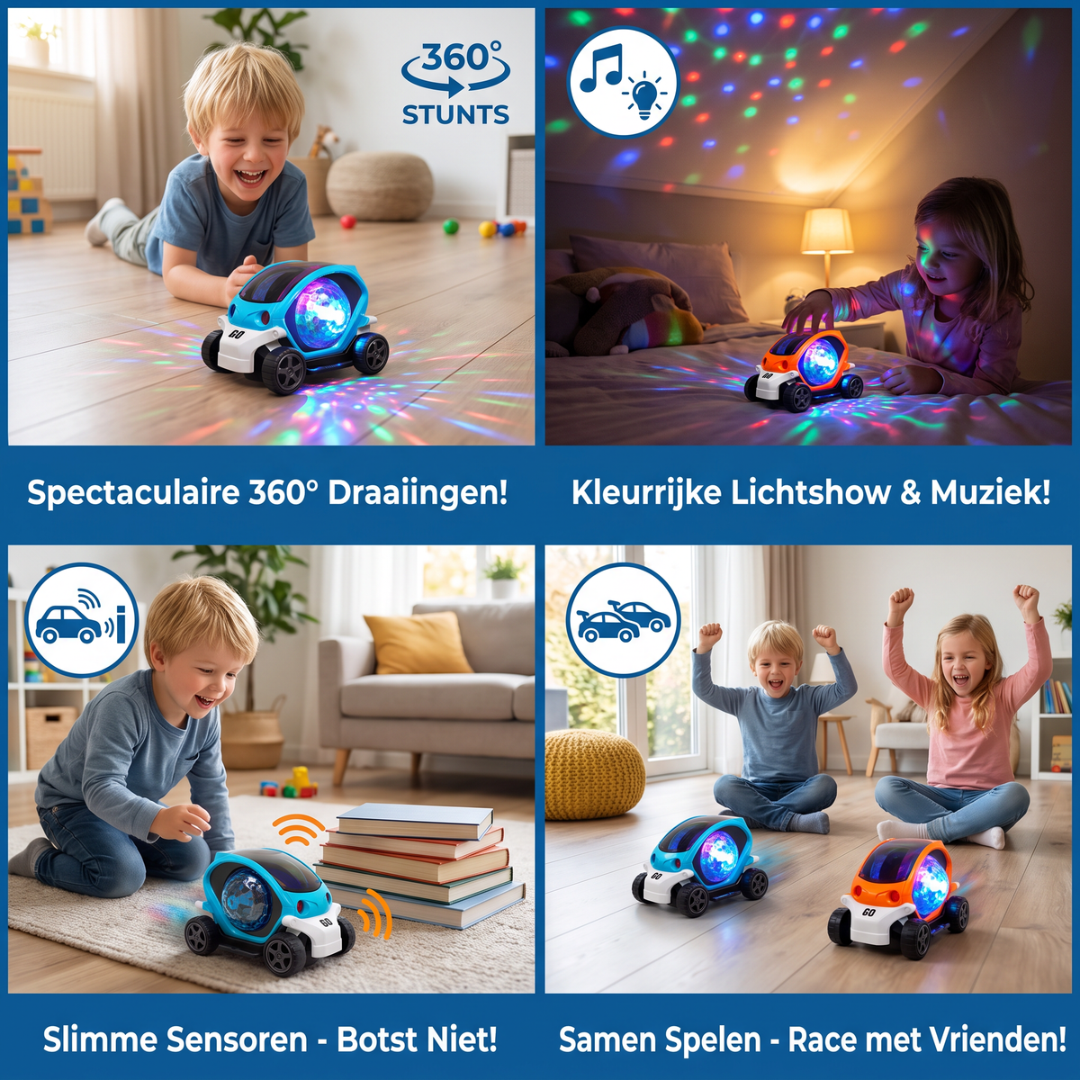 Lichtgevend 360° Muziek Stuntauto