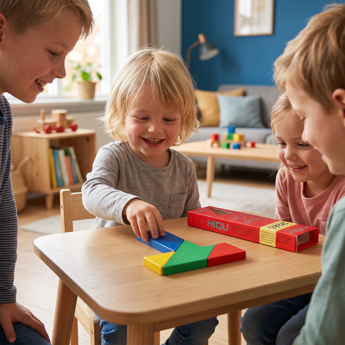 Houten Tangrampuzzel – Montessori Geometrie- en Leerspel voor Kinderen
