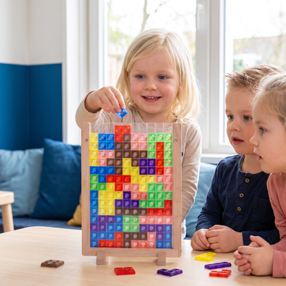 3D Kleurenblokkenpuzzel met Houten Frame – Educatief Montessori-leerspel