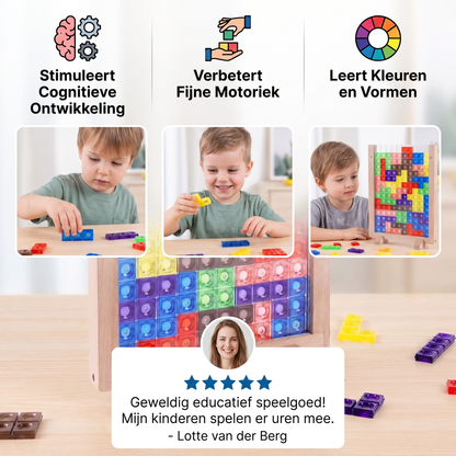 3D Kleurenblokkenpuzzel met Houten Frame – Educatief Montessori-leerspel