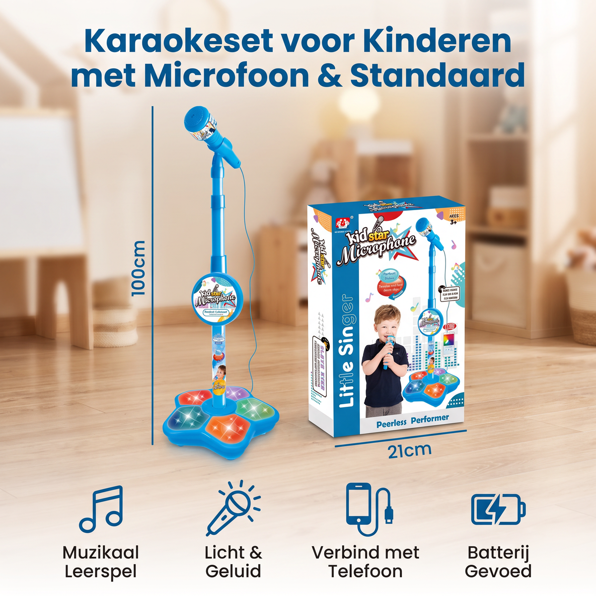 Karaokeset voor Kinderen met Microfoon & Standaard – Muzikaal Leerspel
