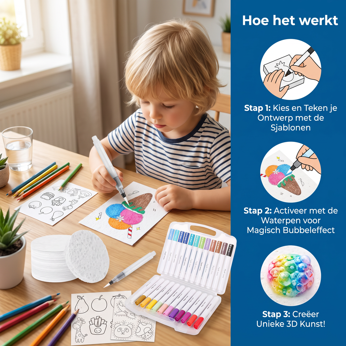Creatieve Spons Schilder Set voor Kinderen – DIY Kunstset met Bubbeleffect