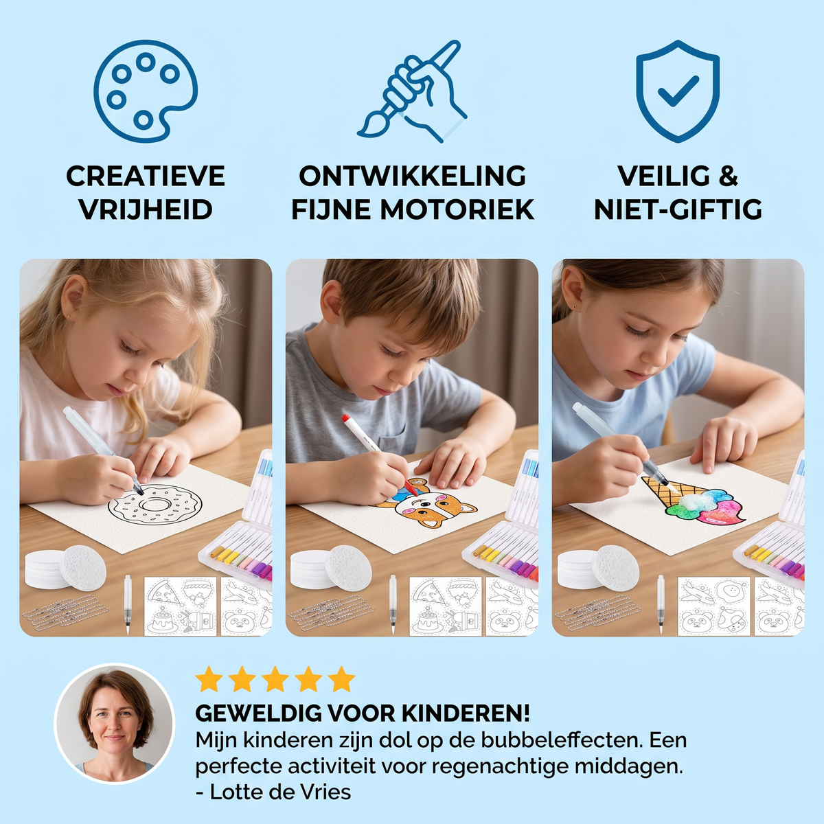 Creatieve Spons Schilder Set voor Kinderen – DIY Kunstset met Bubbeleffect