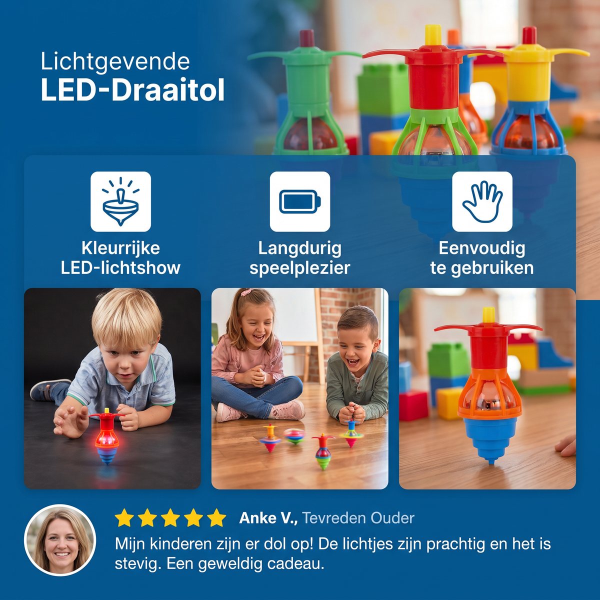 Lichtgevende LED-Draaitol – Kleurrijk Cadeauspeelgoed voor Kinderen